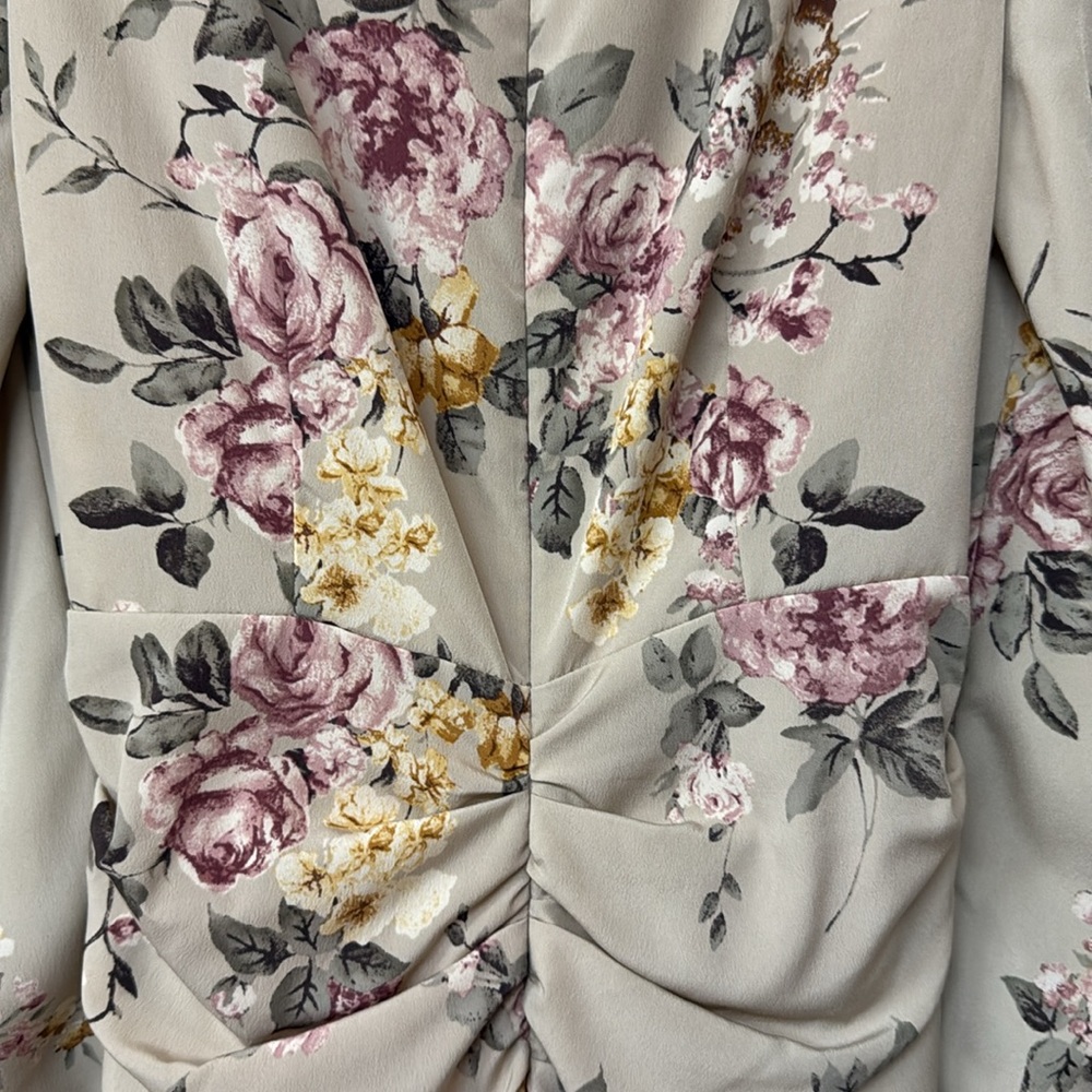 ASTR the Label Long Sleeve Ruched Floral Midi Dress | Blush Floral | sz M | EUC - Picture 15 of 16